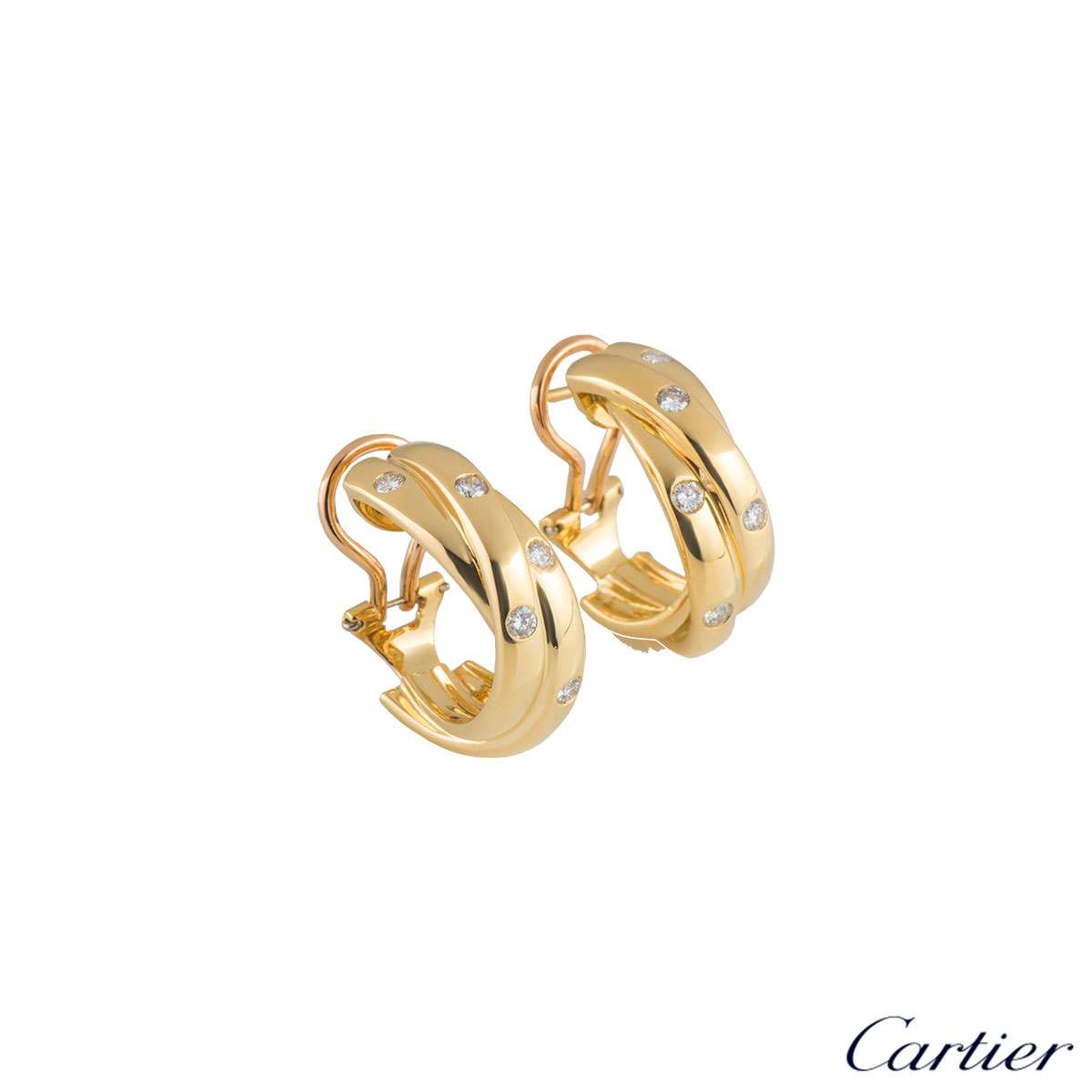 Cartier Yellow Gold Diamond Trinity de Cartier Hoop Earrings | Rich ...